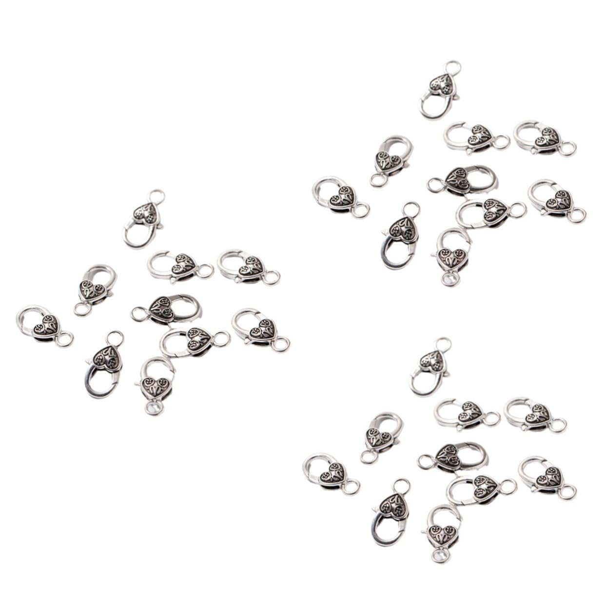 Operitacx 3 Set Di Fermagli Per Braccialetti E Collane Alla Moda A Forma Di Cuore Con Chiusura A Moschettone Per La Creazione Di Gioielli 40 Pezzi*3
