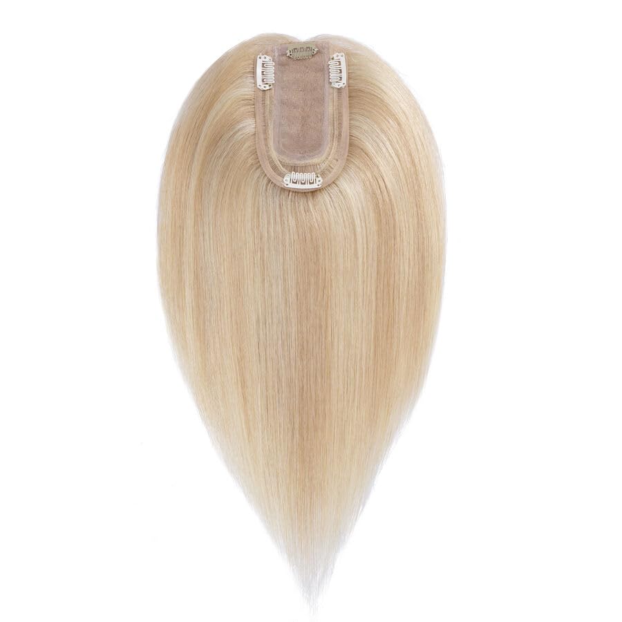 Miniatura 7 de Hairro Toppers de cabello humano 100% real para mujer, sin flequillo, extensiones de cabello real con clip, base de seda transpirable para cubrir la