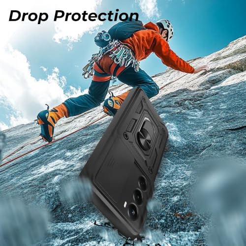 Image of A rtistque Armor Bumper Back Case Cover for OnePlus Nord CE 6 Lite 5G | Ring Holder & Inbuilt Stand | Sliding Camera Cover | Shockproof Protective Design | CE 6 Lite Back Cover - Black