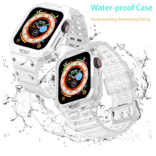 CRIS-BAND Bumper Bands Compatible with Apple Watch Band 45mm 44mm 42mm 41mm 40mm 38mm for Women Men, Water Shock-Proof Strap for iWatch Apple Watch Band with Case for Series 9 8 7 6 SE 5 4 3 2 1