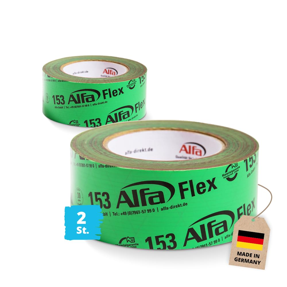 Alfa Ruban adhésif pare-vapeur ultra fixant – 100 mm x 25 m – 2 pièces | Adhésif hermétique haute performance pour freins vapeur et membranes de toiture, ultra fixant et résistant aux intempéries