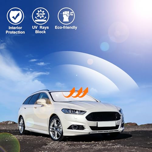 Image of Windshield Sun Shade Window Sun Visor Protector Custom Fit 2013-2021 Ford Fusion Accessories Foldable Sunshade Sun Blocker Keeps Car Cool