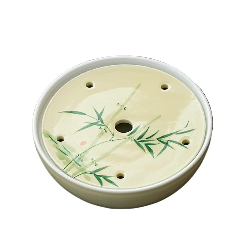 GTHTUHFD Kung Fu Tea Tray Household Small Drain Tray Ceramic Round Water Storage Tea Tray Chinese Kung Fu Tea Set Tea Room Tray