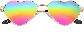 Polarized Heart Shaped Sunglasses for Women, Vintage Fashion Cute Lovely Sun Glasses Metal Frame UV400 Protection