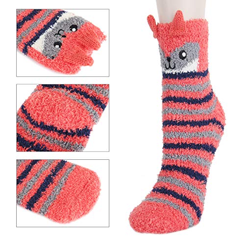 Benefeet Sox Women Girl Cute Animal Fuzzy Socks Winter Warm Soft Slipper Sock Fluffy Sleeping Thermal Fleece Plush Sock Gift3