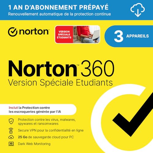 Norton 360 Deluxe 2026 |3 Appareils | 1 An avec Renouvellement Automatique | Téléchargement