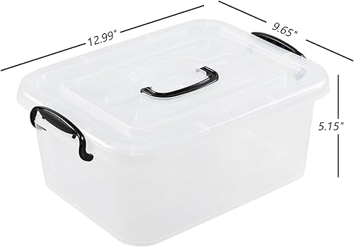 Miniatura 2 de Quickquick - Caja de plástico de 8 L con asa, contenedores de cierre de almacenamiento con asas, transparente, 2 paquetes