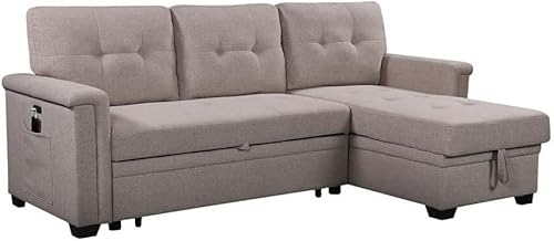 Lilola Home - Sofá seccional reversible con tumbona de almacenamiento y bolsillo gris oscuro Gris oscuro, Gris Claro