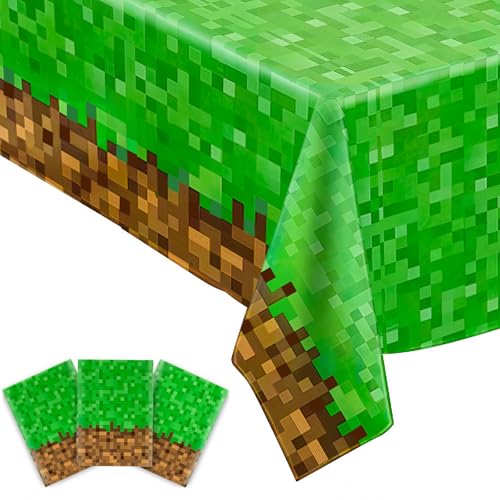 Tarprazi 3Pcs Pixel Tablecloth for Birthday Party Decorations