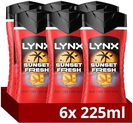 Lynx Sunset Fresh 3-in-1 Body Wash Men's Hair, Face and Body Clea...