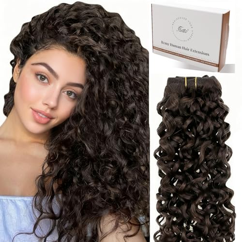 Hetto Curly Clip in Hair Extensions Human Hair Darkest Brown