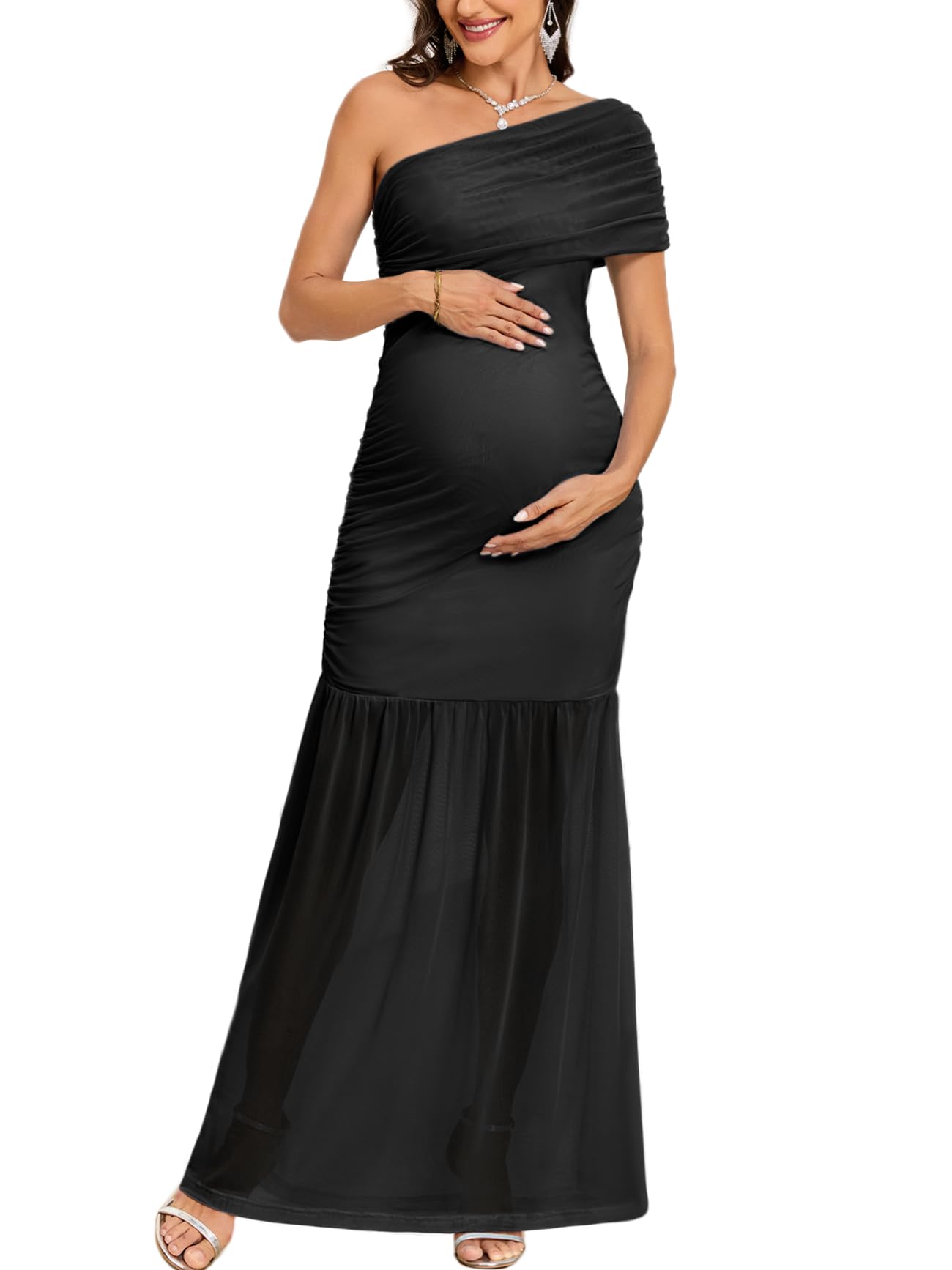 black tie maternity dress Angel Meliza Maternity Party in shoulder neck Sleeveless Partially lined 95% viscose boohoo Women's Maternity Ruched Tie