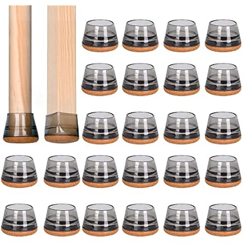 24PCS Silicone Chair Leg Protectors for Hardwood Floors, Clear Chair leg Floor Protectors Covers Caps with Felt Pads, Smooth Moving Chair Feet to Protector Floors, Prevent Scratches ＆ Reduce Noise Cover