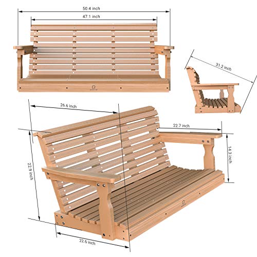 OT QOMOTOP Poly Lumber Porch Swing, Fade-Resistant Patio Swing with 600lbs Duty Rating, 304 SS Chains, All-Weather Garden Swing for Enjoying Autumn - Thumbnail 4