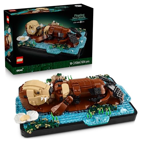LEGO Ideas Lontre Marine - Kit di Modellismo per Adulti - Modello 3D da Esposizione con Figure di Animali Lontra e Cucciolo - Decorazione per Camera da Letto Fai da Te - Idea Regalo Artigianale 21366
