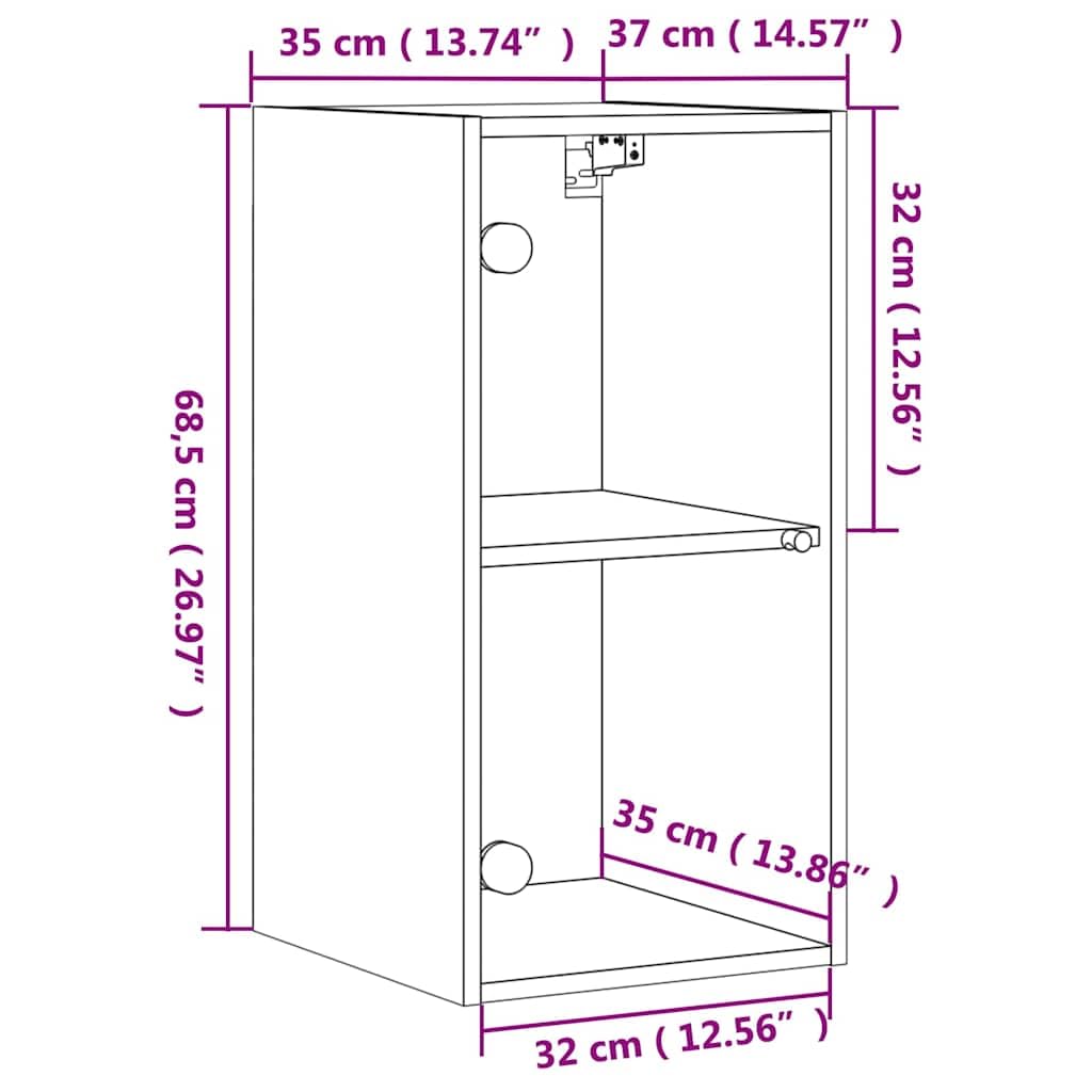 vidaXL Armoire Murale avec Portes en Verre, Meuble de Rangement Suspendu avec Compartiment, Organisateur de Maison Salle de Séjour Intérieur, Moderne, Blanc