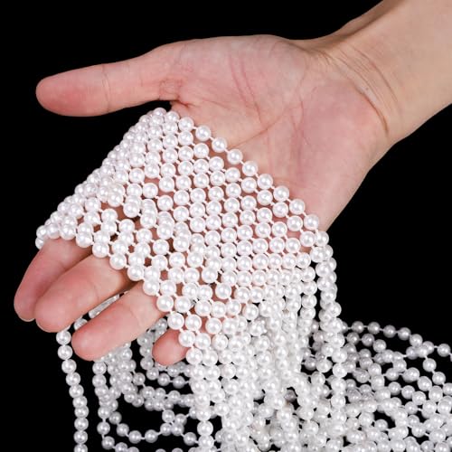 Okllen 60 Pack Long Pearl Necklace for Women, Fake Pearl Necklace Bulk, 1920s White Faux Pearl Beaded Strand Necklace for Costume Party Jewelry Wedding Bridal Shower Tea Party Birthday Decor4