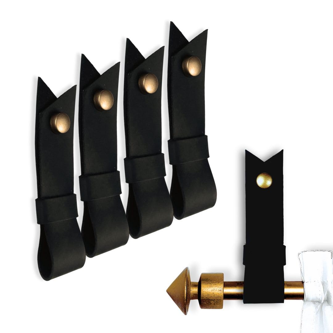 Leather Curtain Rod Brackets - Minimalist Design -22 Leather Curtain Rod Brackets - Minimalist Design -22
