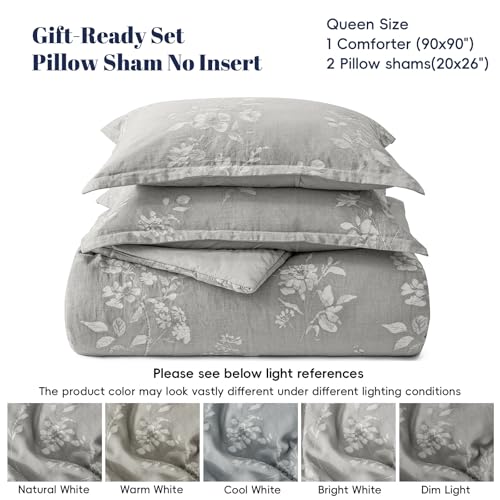 Image of PHF Cotton Jacquard Comforter Set Queen, Soft Breathable, Grey