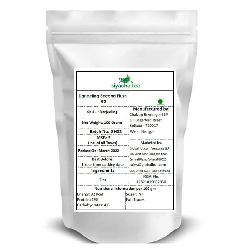 Image of Siyacha Tea Darjeeling Second Flush Black Tea 2026, Margaret's Hope Single Estate FTGFOP (CH) Whole Leaves, Summer Harvest Loose Leaf, Rich Muscatel Flavor & Floral Aroma, 100g Pack, Makes 50 Cup