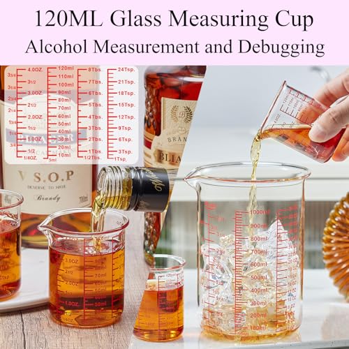 Image of Ackers BORO3.3 Glass Measuring Cup Set, Beaker Style, 7-Piece