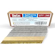 34-30 Degree Framing Nails 304 Stainless Steel D Head 2" Ring Shank Paper Tape Strip Nails for 30 to 34 degree Framing Nailer2"-240 pcs