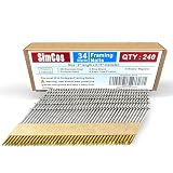 SimCos 34-30 Degree Framing Nails 304 Stainless Steel D Head 2' Ring Shank Paper Tape Strip Nails for 30 to 34 degree Framing Nailer(2'-240 pcs)