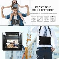 Gerutek Hülle für iPad mini 5./4. Generation 7,9 Zoll 2019/2015, Stoßfeste für iPad mini 7,9" Hülle mit 360°Drehbar Stände/Handschlaufe Schultergurt Stifthalter,Case für iPad mini 5./4. Gen, Schwarz – Ansicht 5