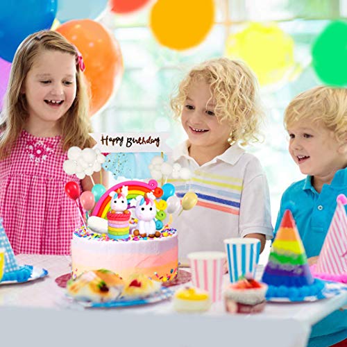 MOVINPE Unicorn Cake Topper Kit Cloud Rainbow Balloon Happy Birthday Banner Cake Decoration Pack of 12 For Boys Girls Kids Birthday
