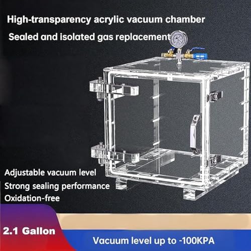 Professional Acrylic Vacuum Degassing Chamber with Pressure Gauge & Valve Optimal Airflow Control for Lab Research & Storage Applications