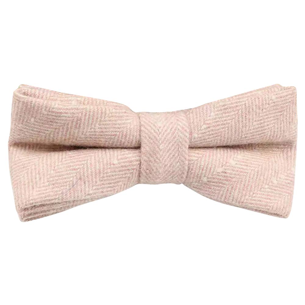 Db Dickie Bow Boys Pink Herringbone Children's Kids Luxury Wool Pre-Tied And Elasticated Bow Tie (Pink Herringbone) - Suitable For Formalwear, Weddings, Parties, Page Outfits