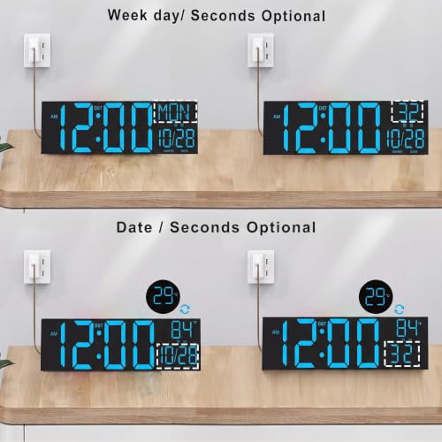 Image of JALL 30 inch Massive Digital Wall Clock for Gym, Wall Clock with Jumbo Number, Remote Operated Extra-Large Display for Church, Gym, Living Room, Blue