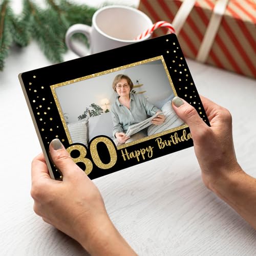 Image of 80th Birthday Picture Frame, 80th Birthday Gifts for Women Men, 80 Years Old Gifts for Grandma Grandpa Mom Dad Gold Glitter Picture Frames 4 x 6 Photo /Yi03-04
