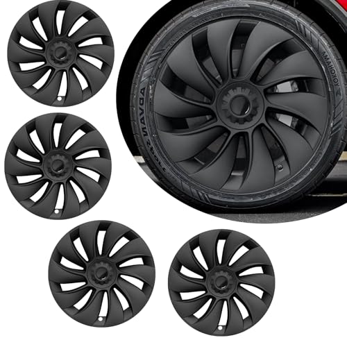Image of 4PCS 19 inch Wheel Covers for Juniper Wheel Hubcaps for Model Y 2026 Überturbine Style Crossflow Wheels Matte Black Hubcaps for Tesla Juniper(2025.03+)