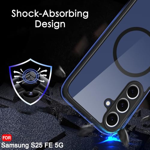 Image of TheGiftKart Hybrid Shockproof Back Cover Case for Samsung Galaxy S25 FE 5G | Hard Back Cover Case for Samsung Galaxy S25 FE 5G (PC & TPU, MagSafe Compatible, Transparent Clear Back, Black Sides)