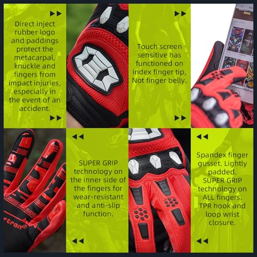 Image of Seibertron Dirtpaw Unisex BMX MX ATV MTB Racing Mountain Bike Bicycle Cycling Off-Road /Dirt Bike Gloves Road Racing Motorcycle Motocross Sports Gloves Touch Recognition Full Finger Glove Red XL