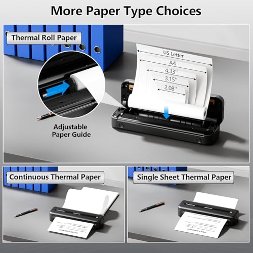 Phomemo Portable Printers Wireless for Travel, M832 Inkless Bluetooth Thermal Printer Support 8.5'' x 11'' US Letter & A4 Size, Compatible with iPhone Android Laptop for Mobile Office Home, with Case