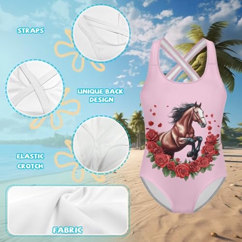 Image of WELLFLYHOM Girls Bathing Suits Size 5-14 One Piece Cross Back Swimsuit Sleeveless Full Coverage Swimwear for Beach Swimming
