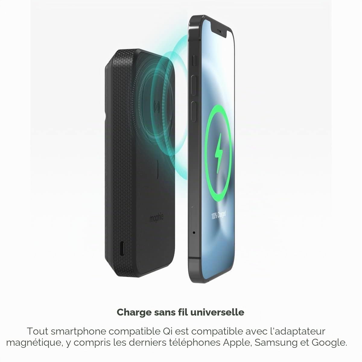 ZAGG mophie Snap+ Powerstation Stand, Batterie sans Fil magnétique et Portable, Compatible avec MagSafe, Batterie Interne 10 000 mAh, Noir