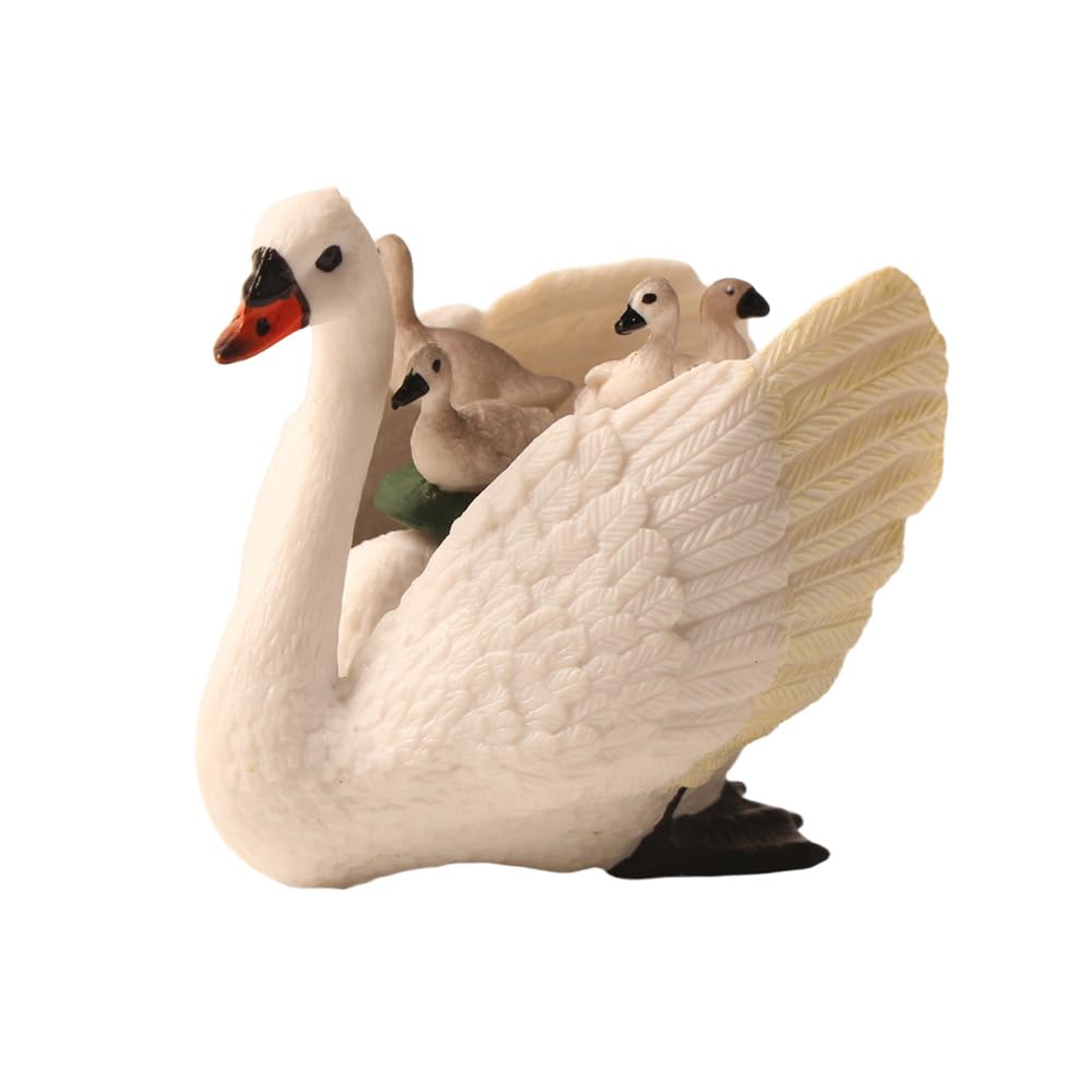 Statue famille de cygnes en PVC durable au design raffiné pour maison