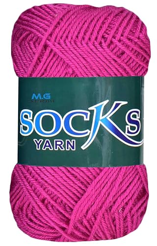 Image of M.G ENTERPRISE Premium Socks high Strength Nylon Yarn Suitable for Socks, Accessories, and Home Decor. Magenta 200 GMS-CQ Art-ACGI