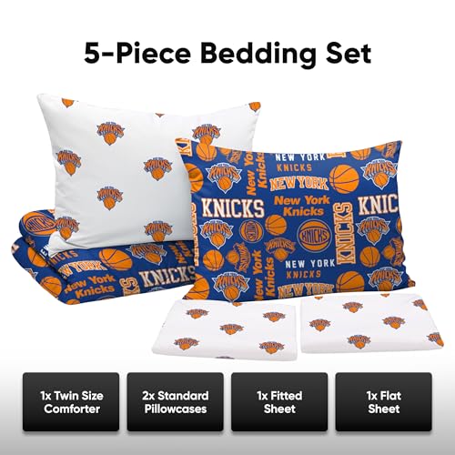 Foco BKTNBTW5PK New York Knicks Nba Team Color Bed In A Bag Comforter Bedding 5 Piece Set thumb #2