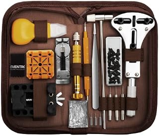 Eventronic Watch Tool Set, Watch Repair Kit, Professional Spring Bar Tool Set, Watch Repair Watchmaker Tool Bag, Watch Band Link Pin Tool Set with Carrying Case (Brown)