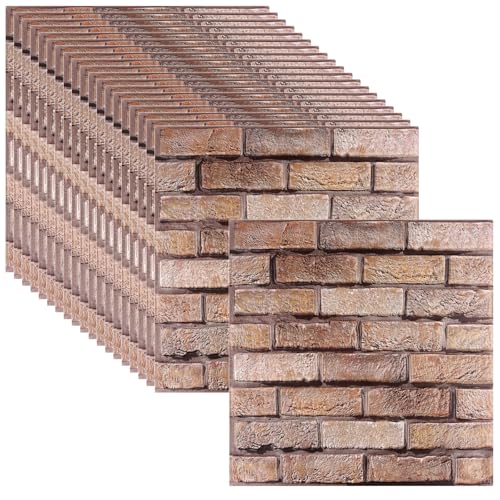 JIEHIN 20 paneles de pared 3D de 30 x 30 cm, autoadhesivos, ladrillo, aspecto de piedra, adhesivos de pared, aspecto de ladrillo, papel pintado 3D, aspecto de piedra, revestimiento de pared para