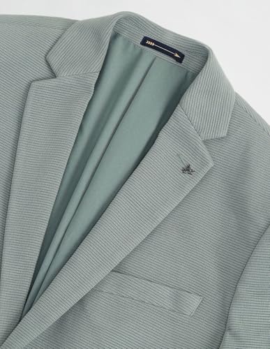 Image of Arrow Men's Green Self Design Notch Collar Long Sleeve Formal Polyester Slim Fit Blazer