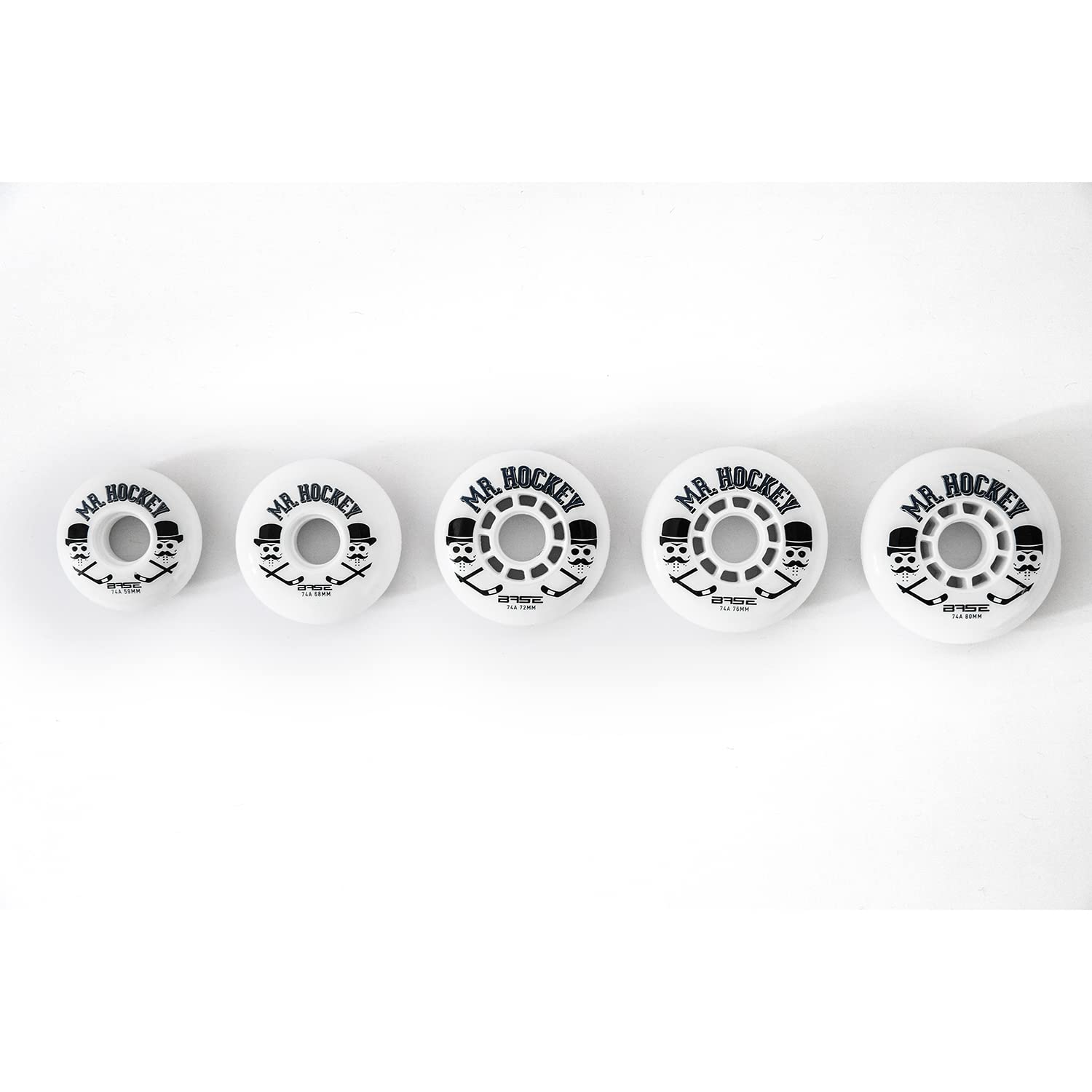 Base Indoor Inlinerrollen Ruote Mr. Hockey PRO | Durezza 74A | Presa Forte | Bianco | Adatto per Tutte Le Marche di Pattini in Linea | 80 mm Unisex Adulto