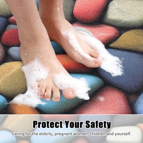 Image of Square Shower Mat Non Slip: 27x27 Inch Shower mats for Inside Shower with Drain Hole in Middle, Super Soft PVC Loofah Massage Shower Floor Mat, Anti Slip Shower Stall Mat, Quick Drying