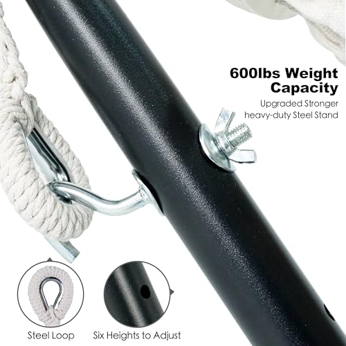 Image of GAFETE Double Hammock with Stand for Outside, Upgraded Spreader Bar, Heavy Duty Space Saving Steel Stand 2 Person, Convenient Pocket, Easy Assembly, 600lbs Weight Capacity, Indoor & Outdoor (Natural