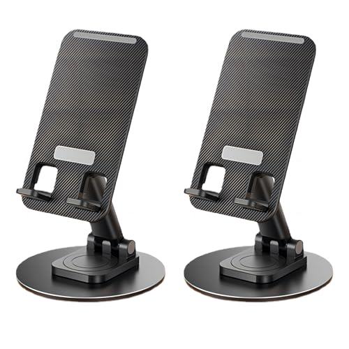 AOKD 2 PCS Cell Phone Stand for Desk Full Foldable 360 Degree Rotation Height and Angel Adjustable Compatible with iPhone 15 14 13 Pro Max Android Smartphone Tablet (Black&Black) AOKD 2 PCS Cell Phone Stand for Desk Full Foldable 360 Degree Rotation Height and Angel Adjustable Compatible with iPhone 15 14 13 Pro Max Android Smartphone Tablet (Black&Black)