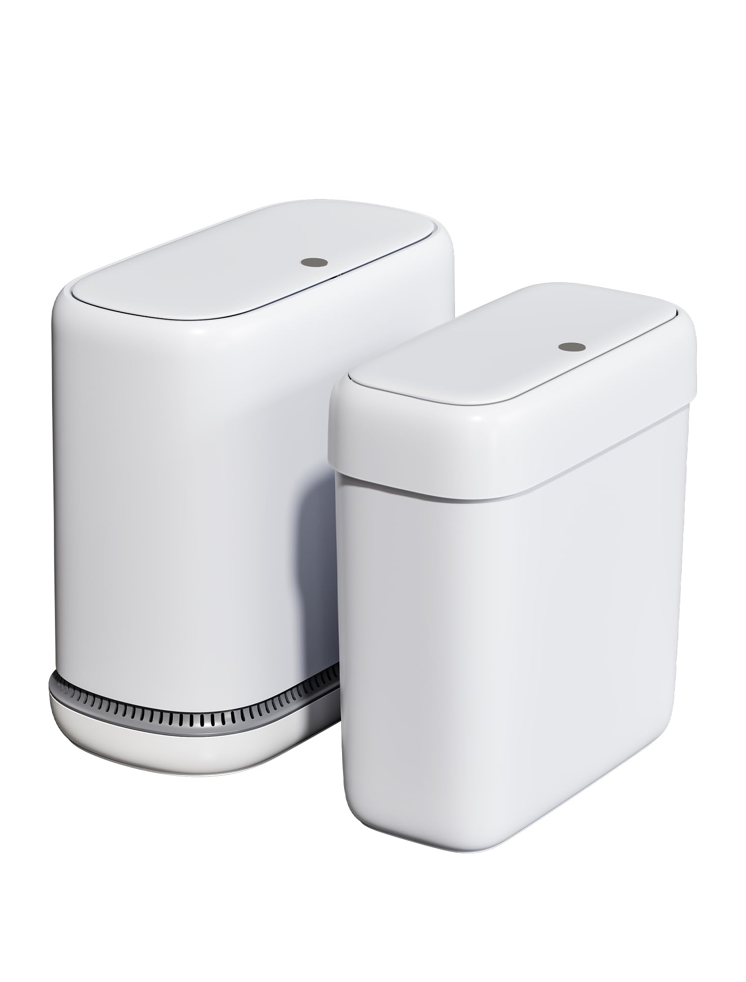 LEGUO Slim Touch Top Bathroom Bin with Lid, White, 2 Pack 18L and 11L